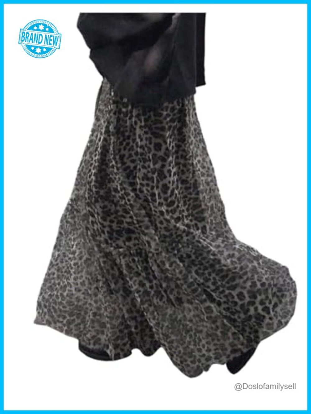 Women's Mesh Sheer Leopard Maxi Skirt High Waisted Ruffle Tulle Long Flowy